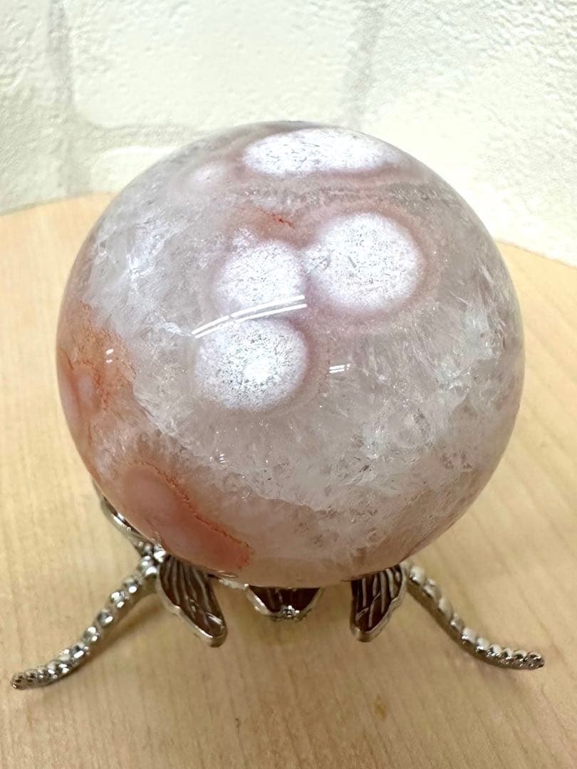 ピンクアメジスト　水晶　パイライト入　スフィア