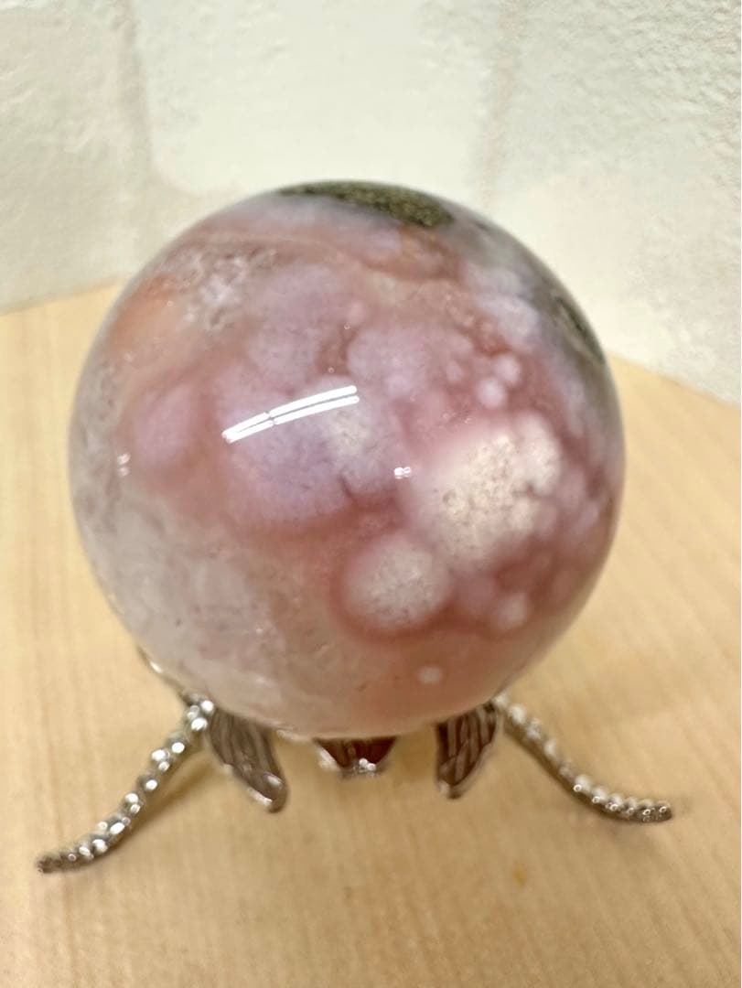 ピンクアメジスト　水晶　パイライト入　スフィア