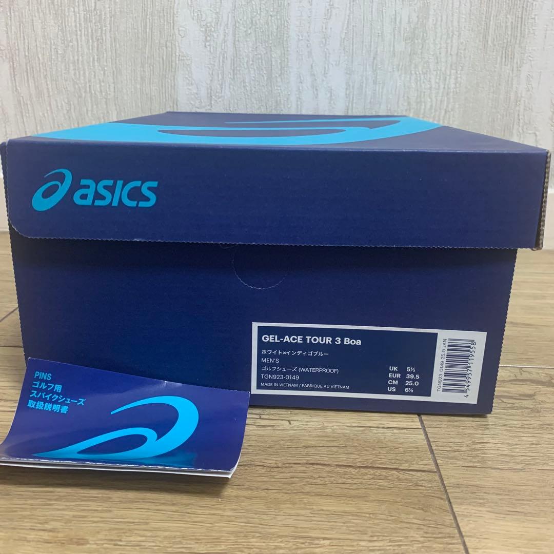 ASICS ゴルフシューズ BOAシステム ホワイト/ネイビー