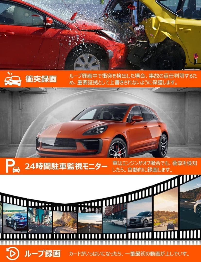 新品❣️ドライブレコーダー 4K 前後カメラ 分離型 ミラー型 GPS 駐車監視付
