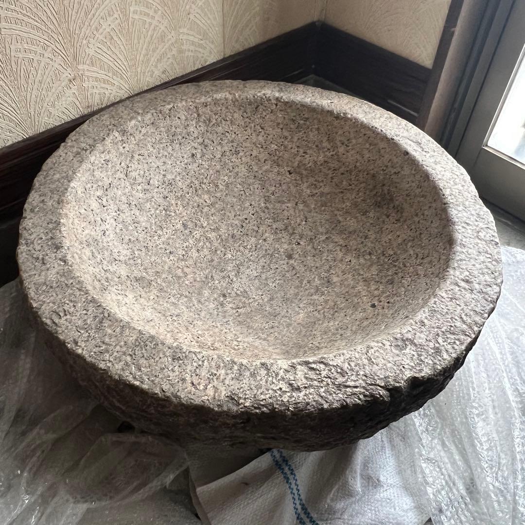 石臼　臼　餅臼　二升用　餅つき 御影石　花崗岩　鉢形　本格派　本格的