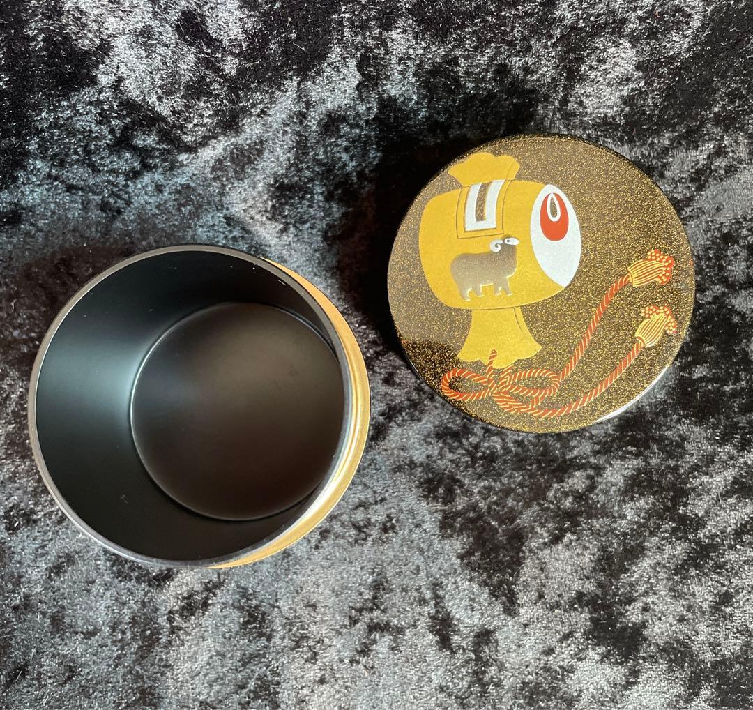 茶道具 中次棗　梨地塗　 吉祥小槌　羊の絵柄