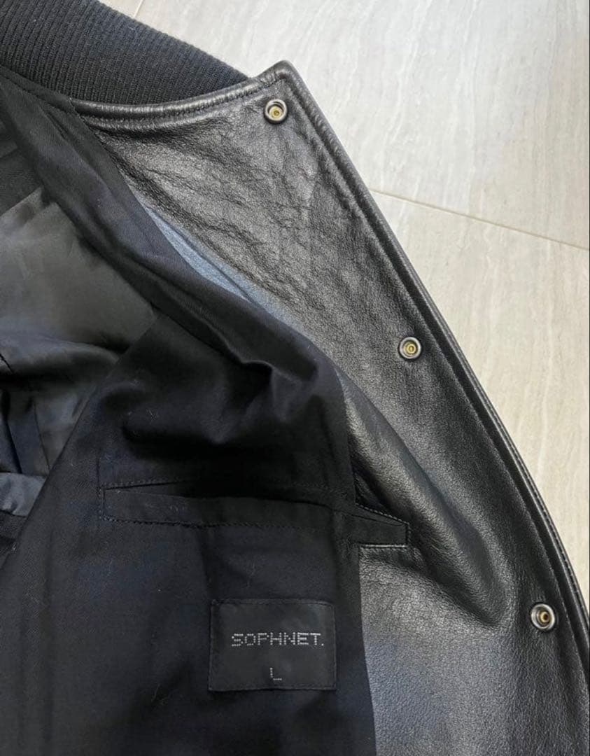 SOPHNET. LEATHER VARSITY JACKET Ｌサイズ　ソフ