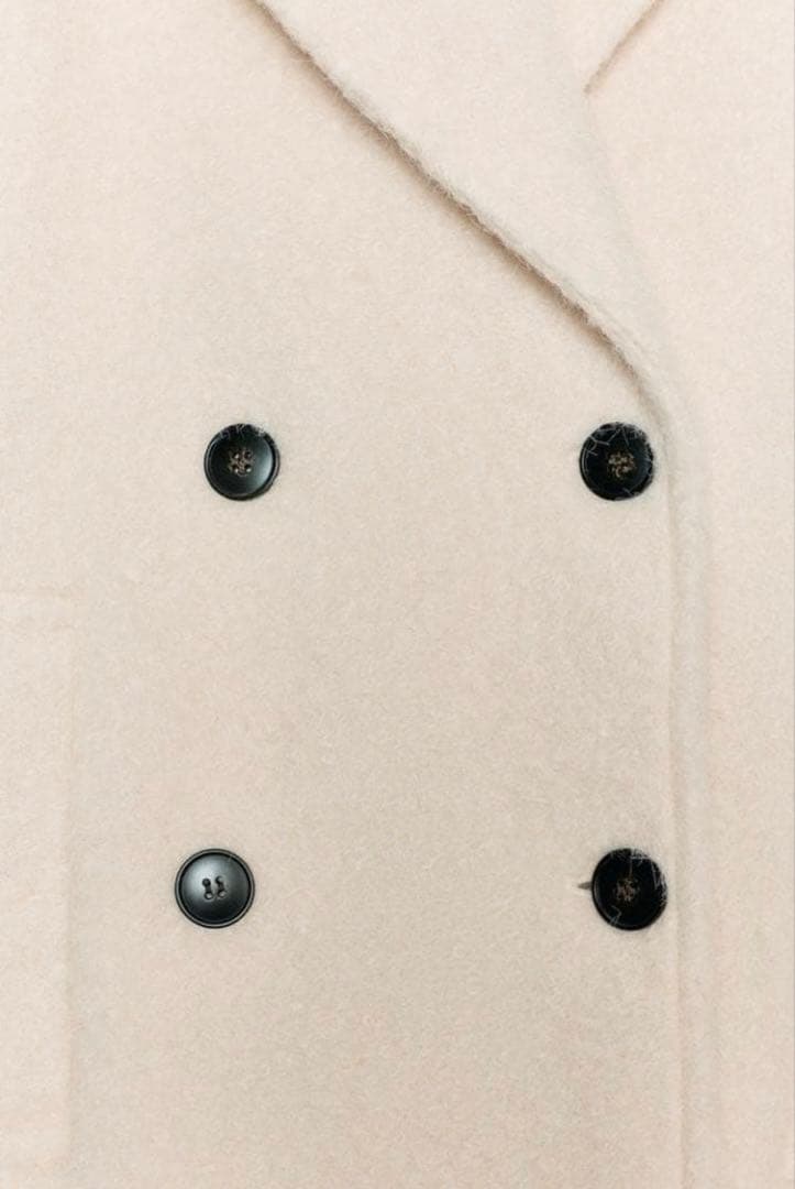 ZARA ブークレダブルブレストミディ丈コートXS