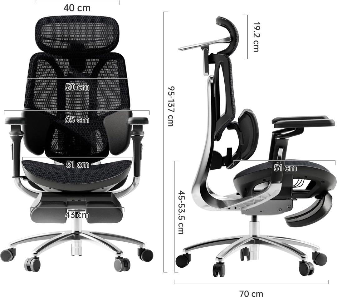 【美品 組立て済】Hbada E3 Ultra黒 人間工学 オフィスチェア 椅子