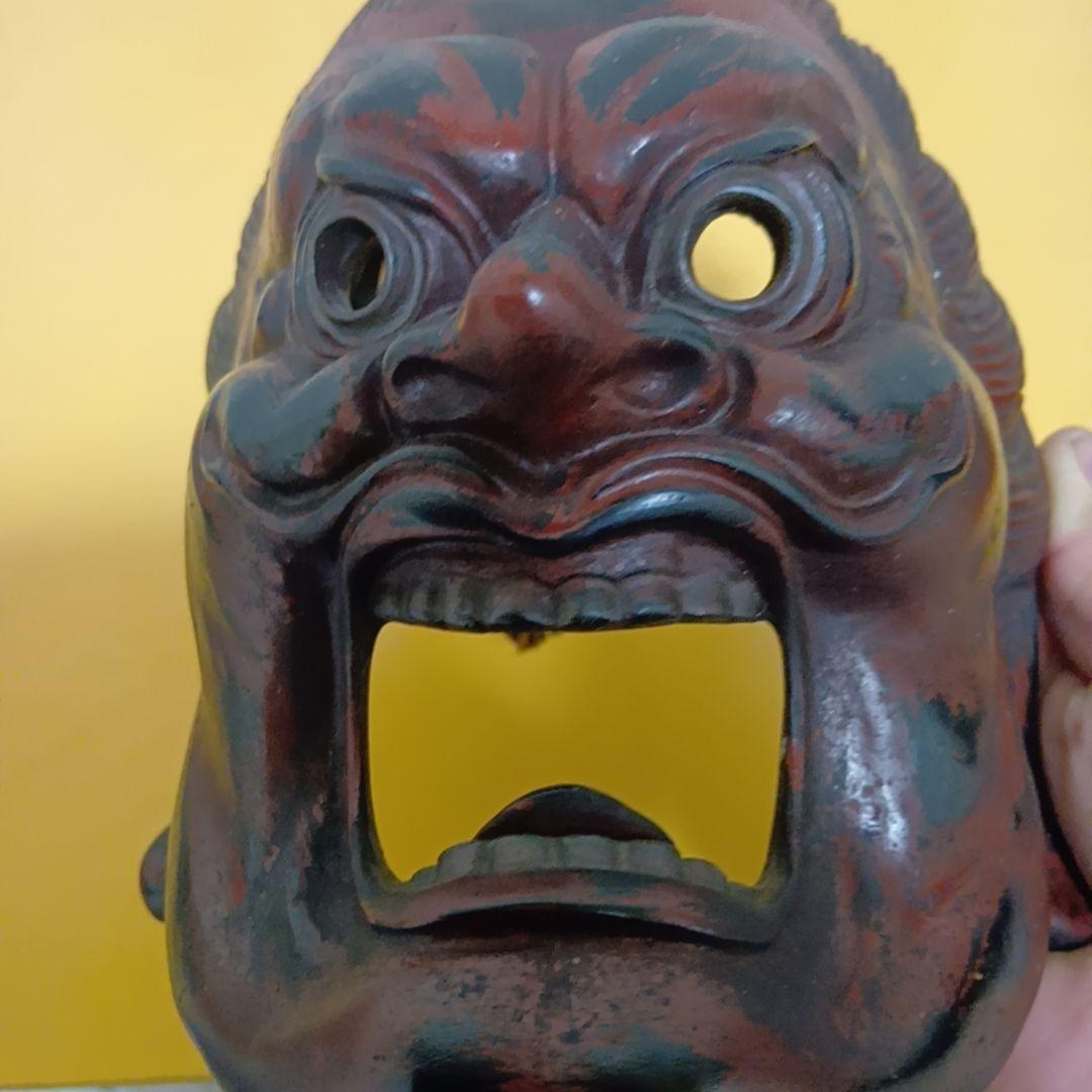 骨董品 伐折羅大将 お面 壁掛け 乾漆 仏教 美術 骨董品 レトロ アンティーク