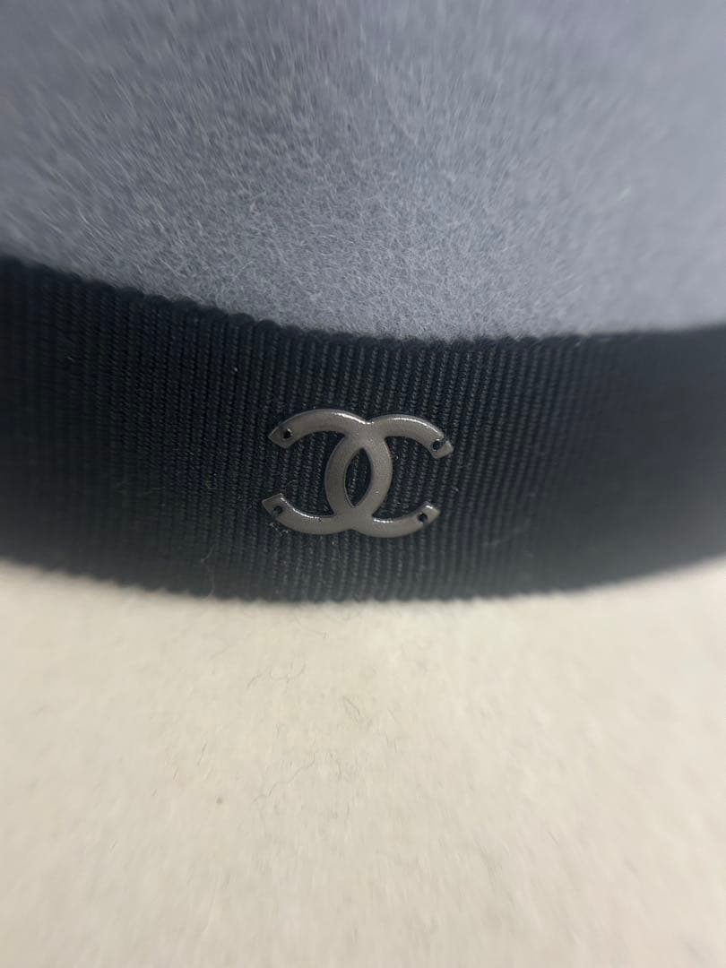 【ほぼ未使用美品】CHANEL グレー・ホワイト ワイドブリムハット