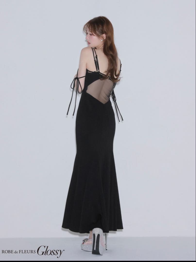 ROBE de FLEURS Glossy 黒マーメイドドレス Sサイズ