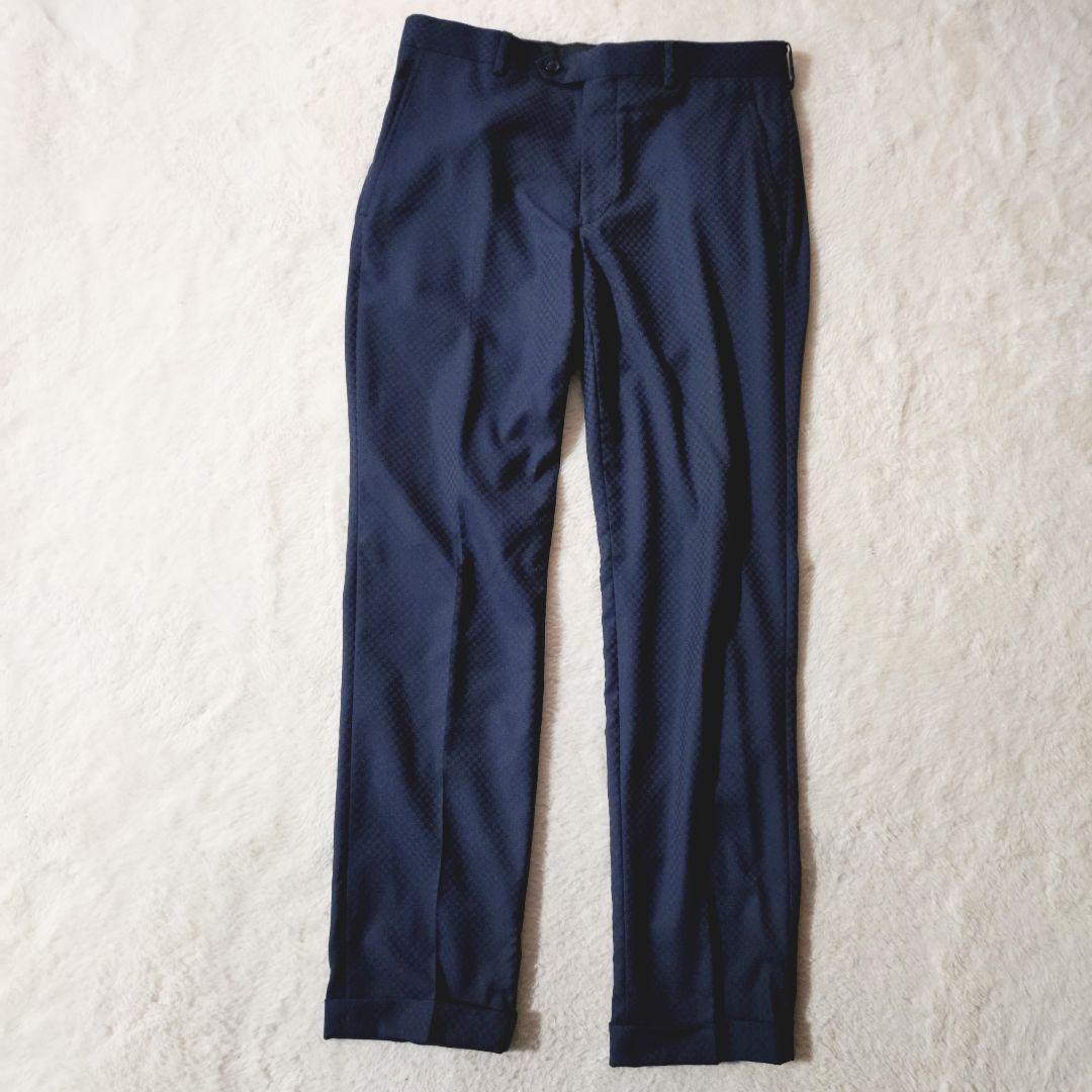 美品 MEN’S TENORAS スリーピース ブロックチェック ネイビー