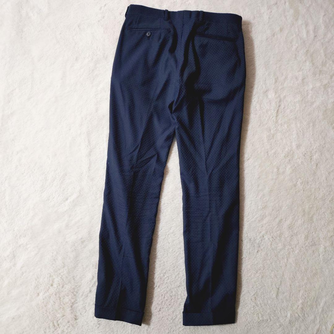美品 MEN’S TENORAS スリーピース ブロックチェック ネイビー