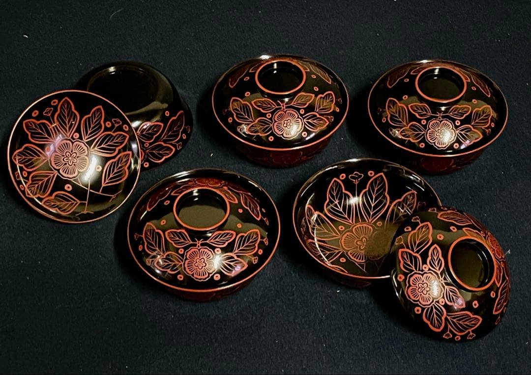 割引中❣️【美品】「母」輪島塗 吉野図 懐石道具 [梅應] 塗箱 茶懐石 F