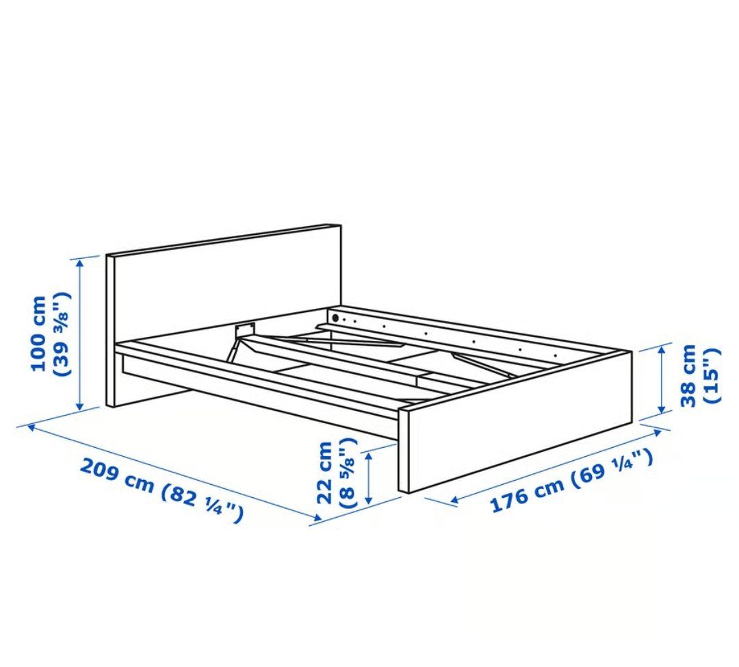 マルム　IKEA　ダブルベッドフレーム ブラックブラウン