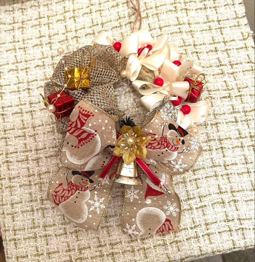 «822»◤完売◢早割りクリスマスリース*ゴールドリボン*華やかな可愛いリース