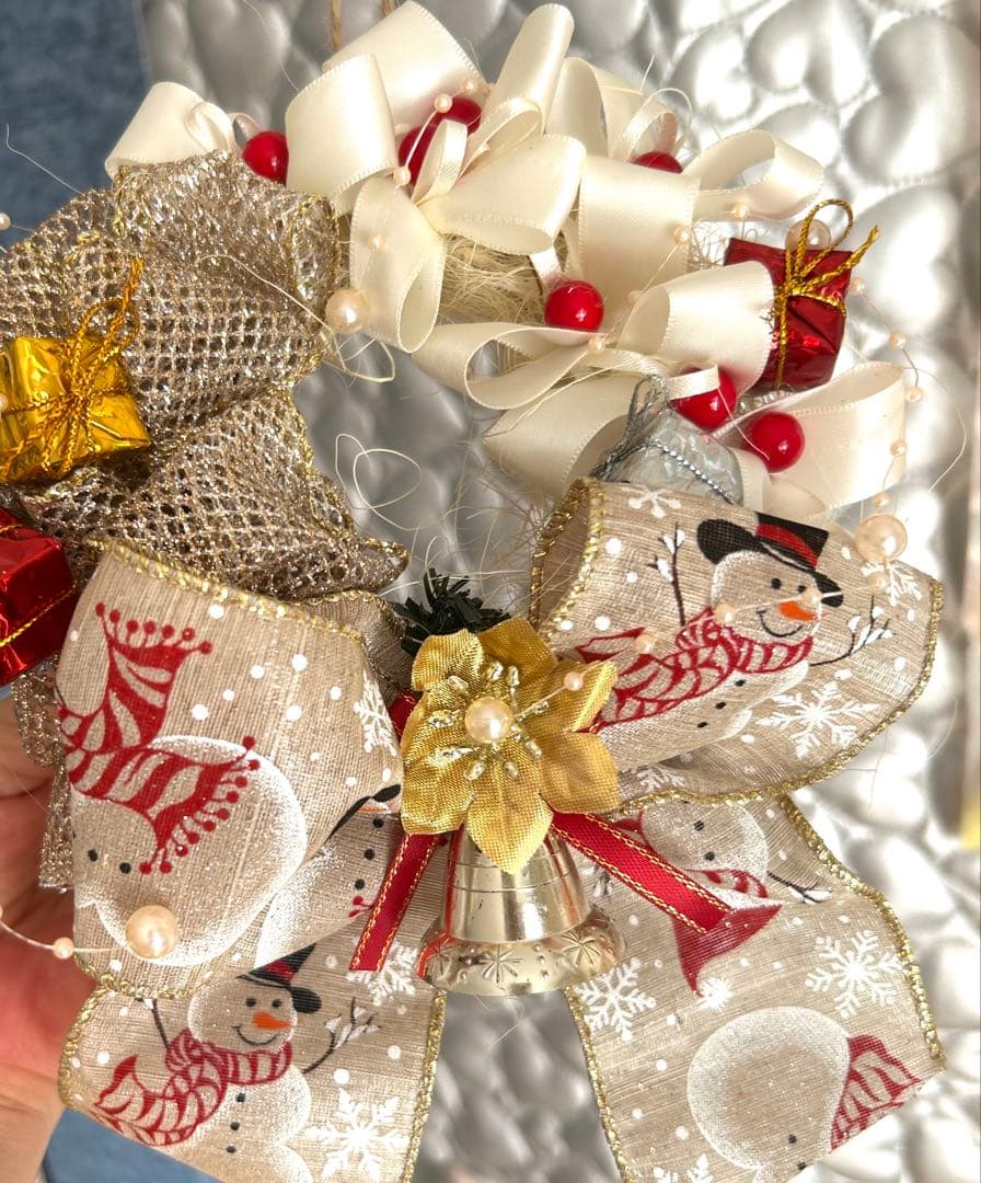 «822»◤完売◢早割りクリスマスリース*ゴールドリボン*華やかな可愛いリース