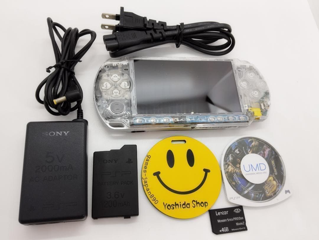 PSP 3000 すぐ遊べるセット【美品・カスタム】スケルトン　オプション追加