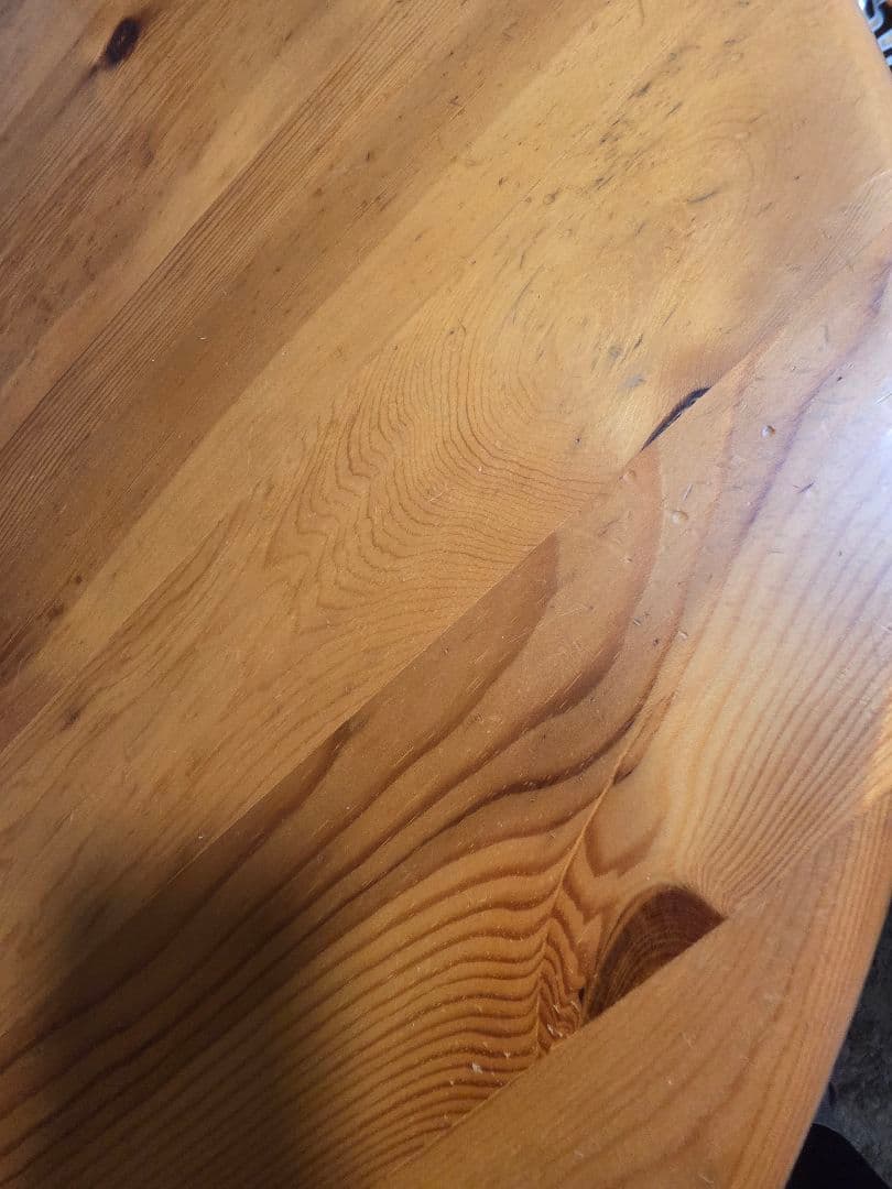ヴィンテージ 無垢材 パイン材 木製 ラ ウンドテーブル 円卓　椅子　3点セット