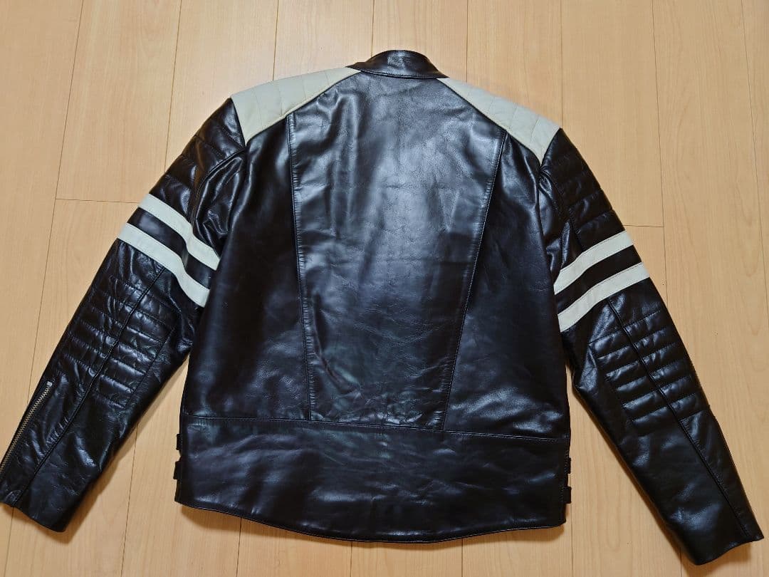 ​【メンテ済　L】DEGNER ダブルライダース デグナー　牛革　白黒