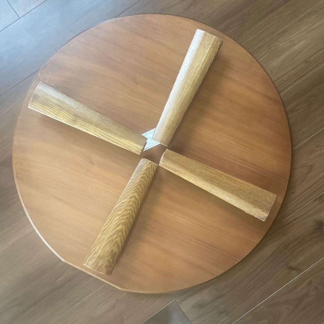 デッドストック【天然木】Table 折りたたみ式座卓円形80cm｜ウォールナット
