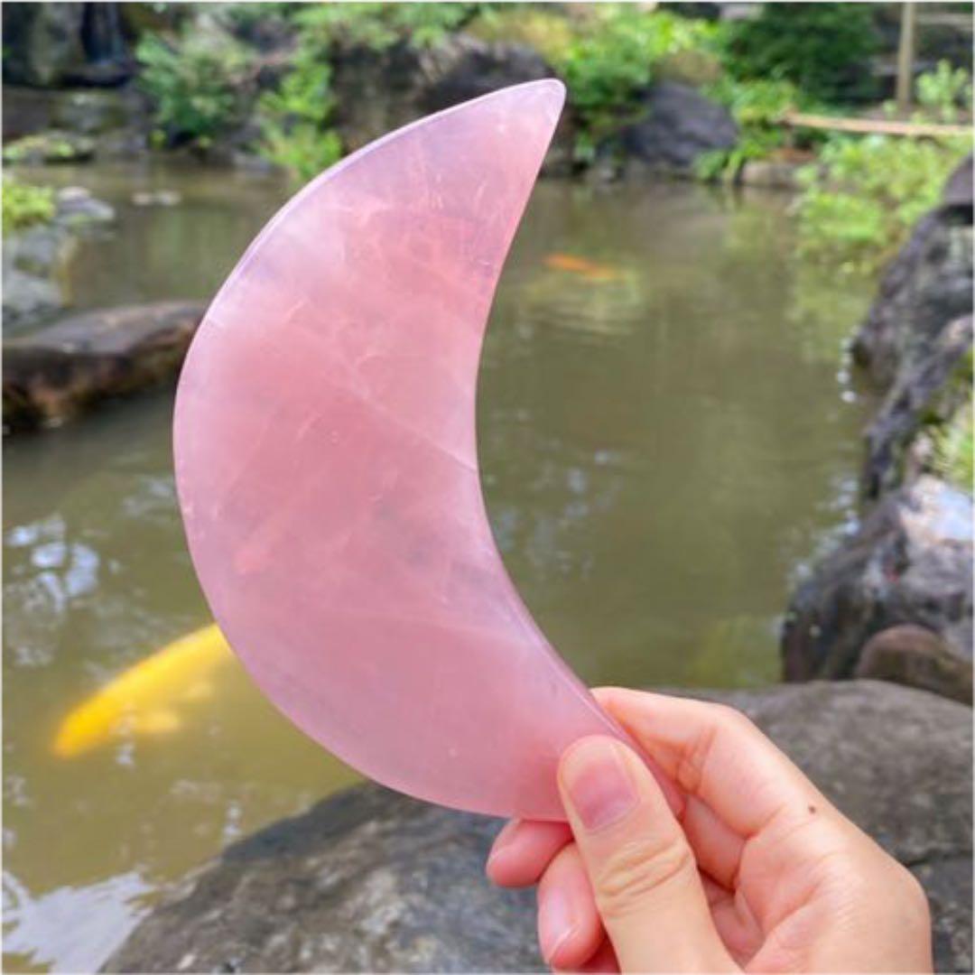 ローズクォーツ　原石　ムーン　プレート