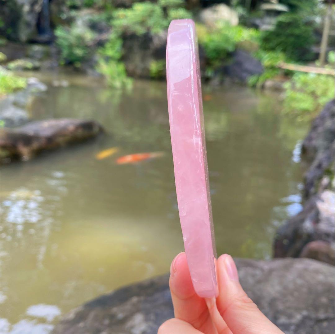 ローズクォーツ　原石　ムーン　プレート