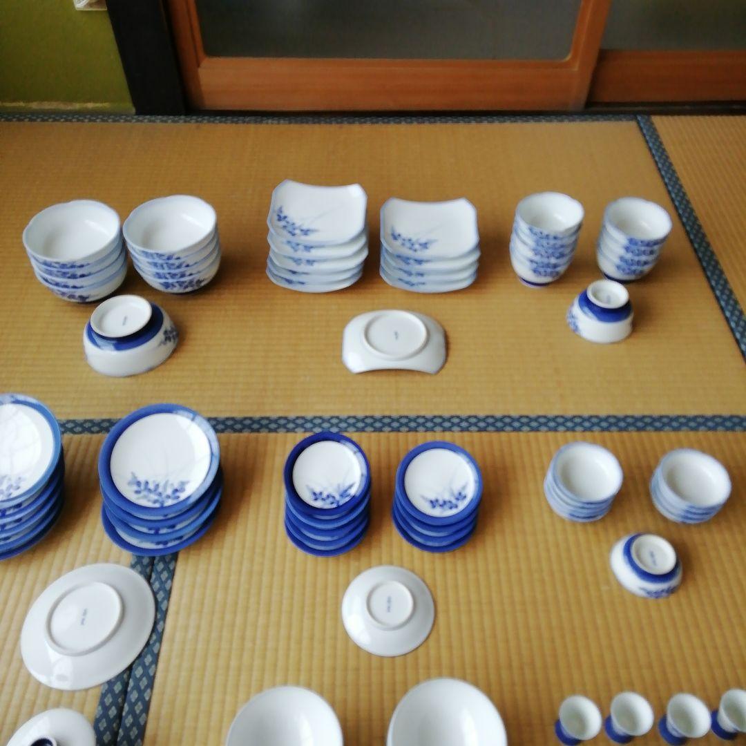 白青花柄陶磁器食器99枚セット