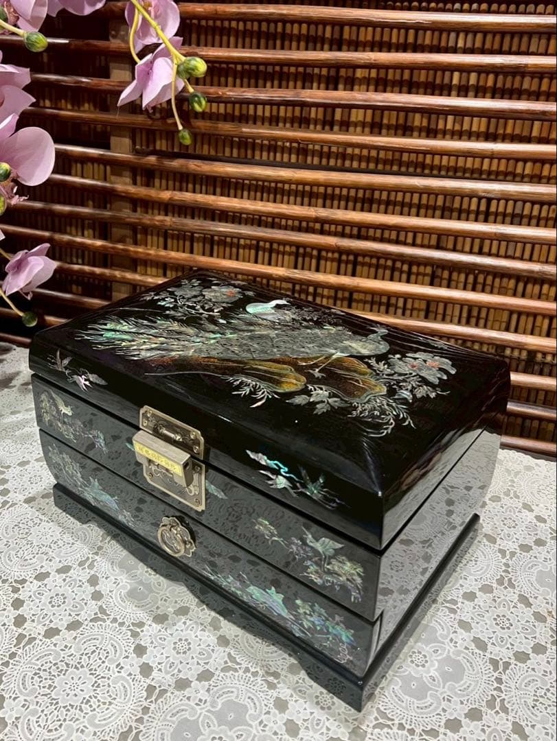 螺鈿細工 ジュエリーボックス 孔雀 花鳥 伝統的 韓国 工芸品