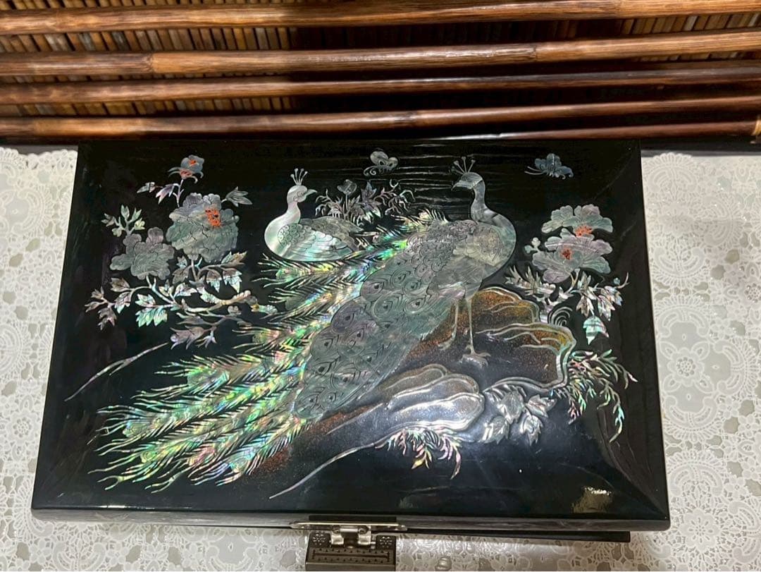 螺鈿細工 ジュエリーボックス 孔雀 花鳥 伝統的 韓国 工芸品