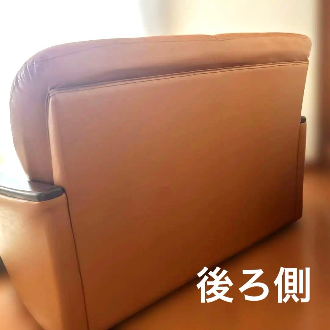 家具屋購入・イタリアンレザー本革ソファ　2人掛け　キャメルブラウン