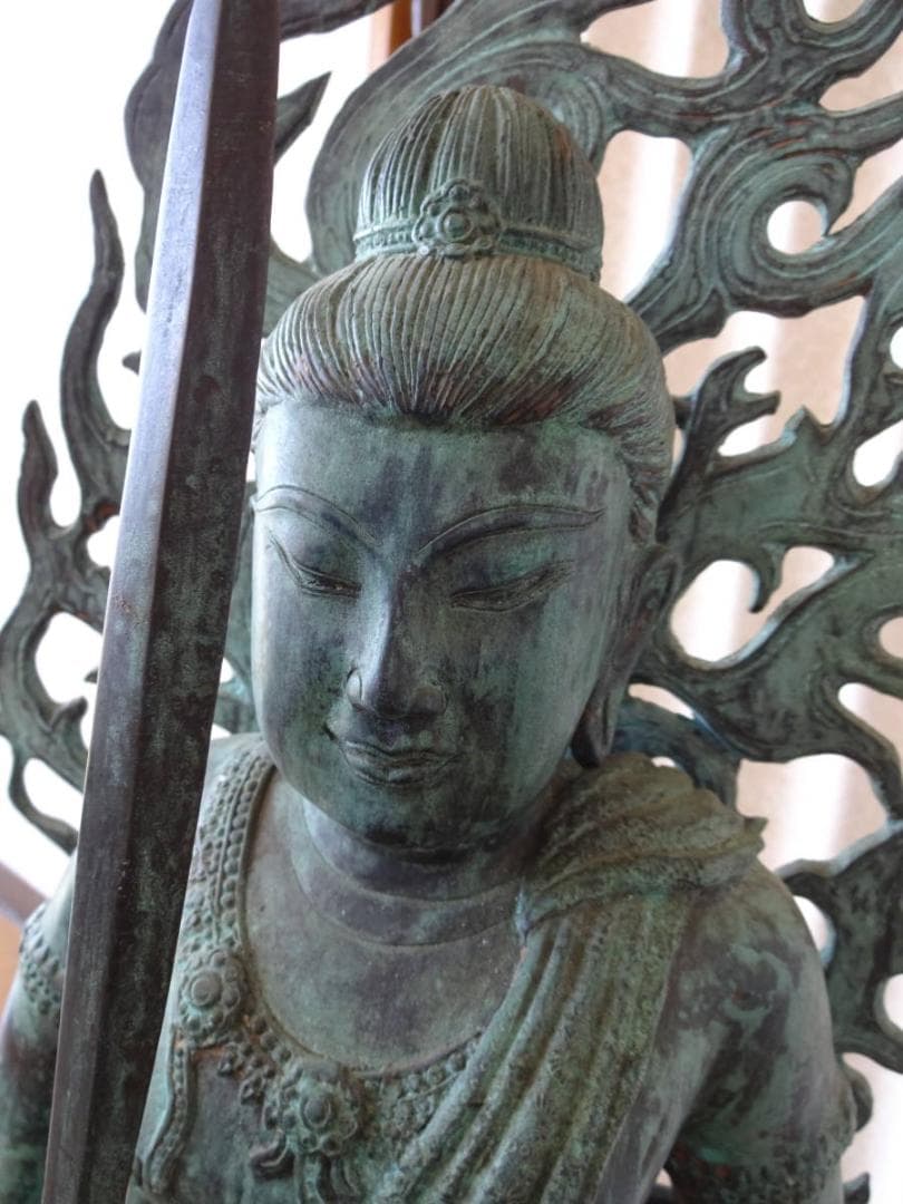 不動明王立像　青銅製　全高90㎝　古美術　中国美術　骨董　旧家蔵出し　置物