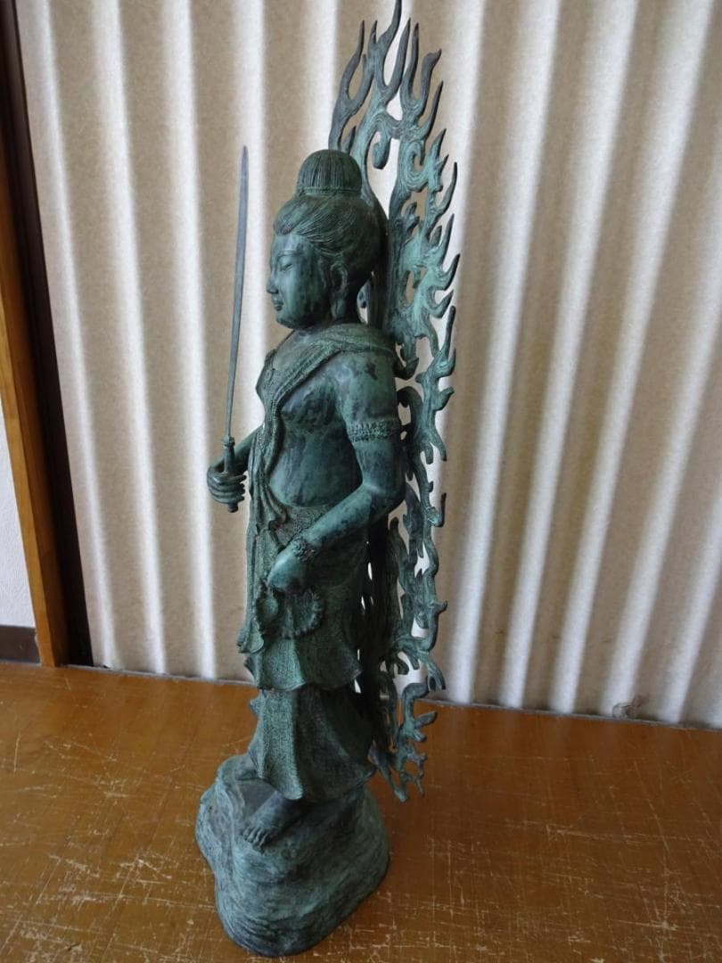 不動明王立像　青銅製　全高90㎝　古美術　中国美術　骨董　旧家蔵出し　置物