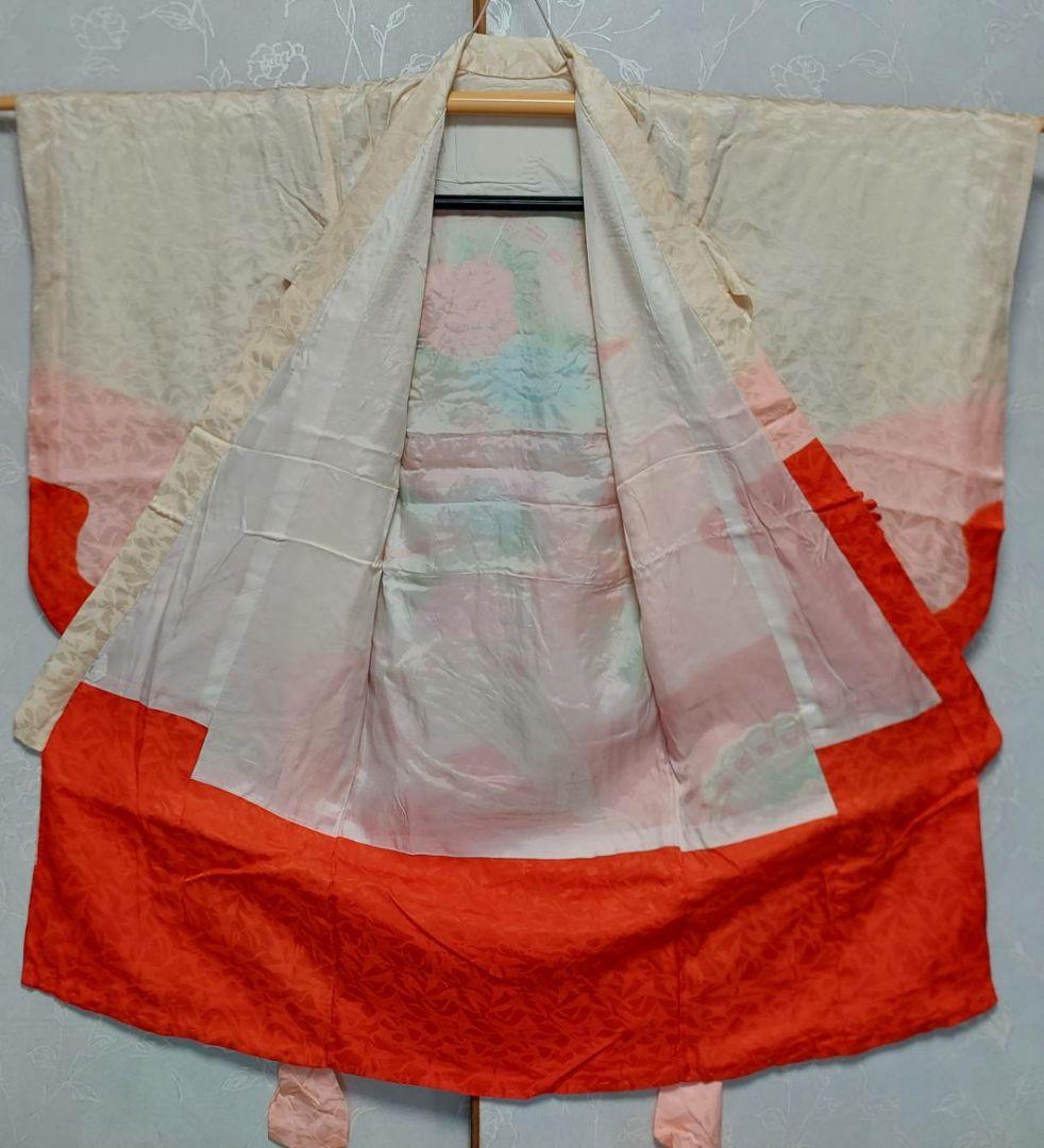 NA213アンティーク子供着物正絹3歳用着丈90センチ裄丈46センチ豪華刺繍