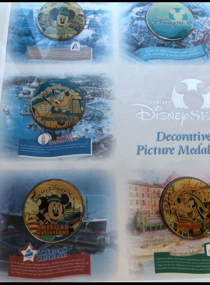 ディズニーシー開業オープン記念デコラティブピクチャーメダルセット　額入り　未使用