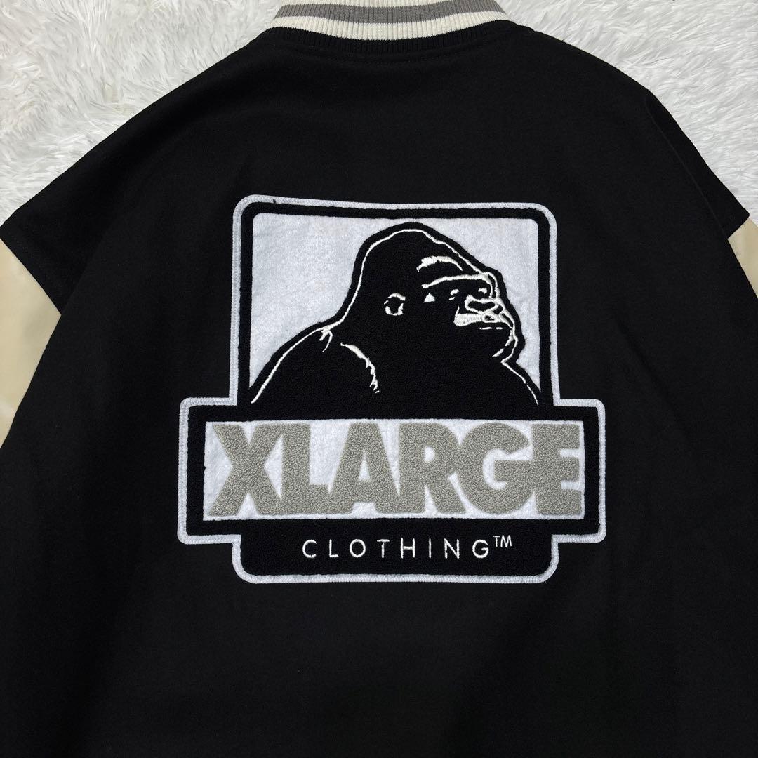 美品 XLARGE スタジャン ワッペンロゴ ジップアップ Lサイズ バック刺繍