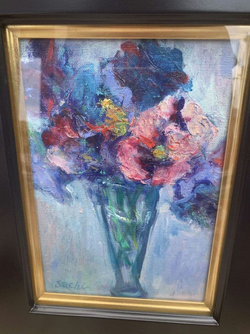 油絵　花