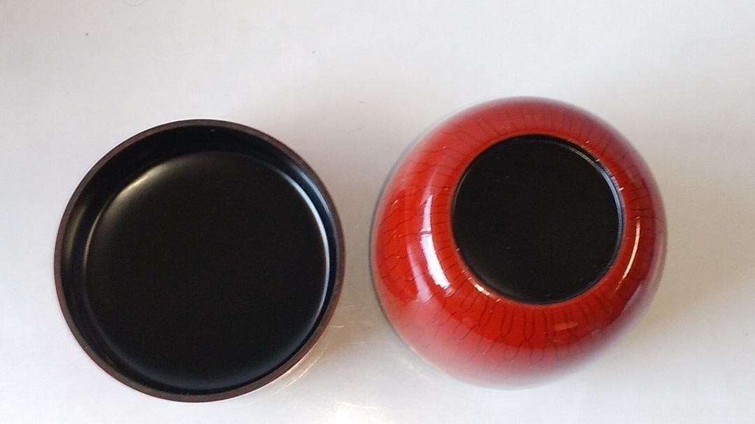 山中塗 蒔絵師 高橋峯房 作 黒網目 中棗 漆器 茶器 茶道具 棗 共箱 美品