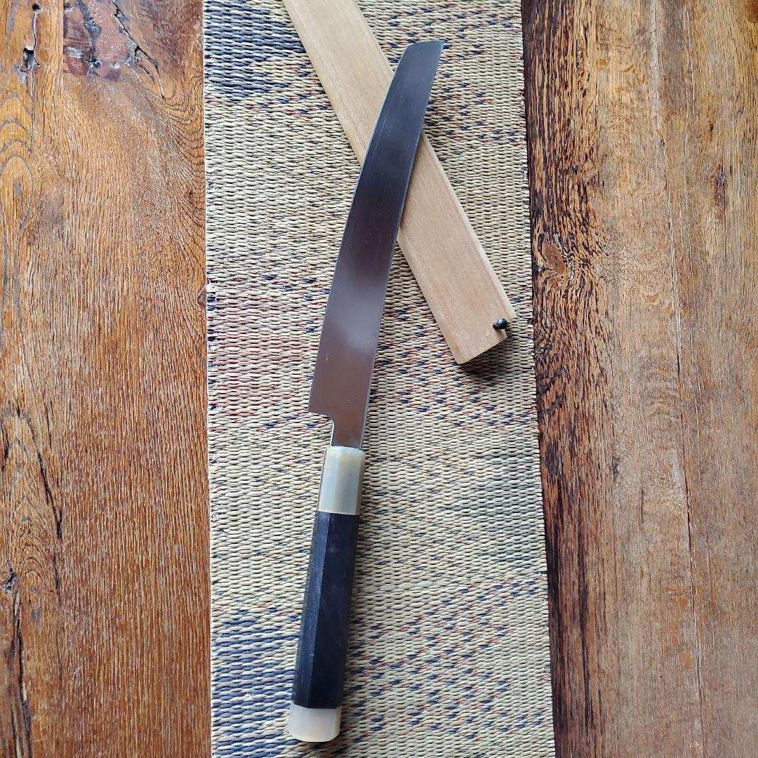 城山刃物製作所　八寸先丸包丁　超鋼スーパー本焼き黒檀柄鞘付