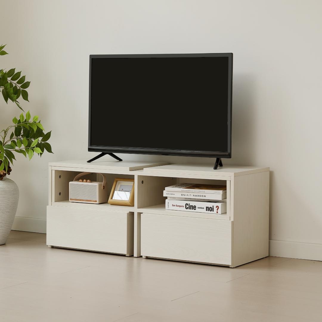 テレビ台 ローボード コーナーテレビ台 伸縮自由 幅93～172　WHITE