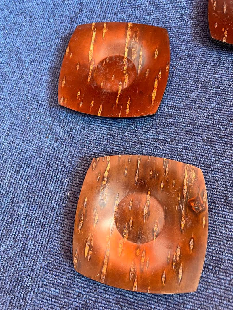 1245 桜皮細工　茶托　5客　伝統工芸品　未使用