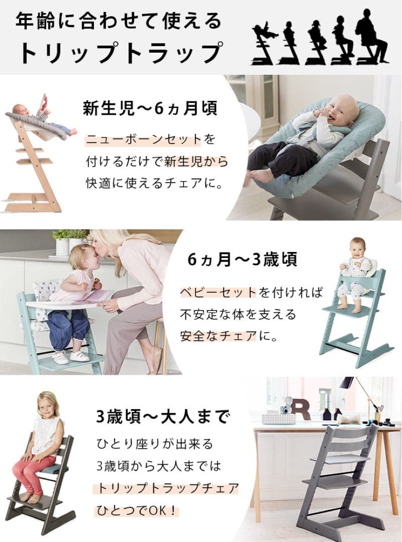 ベビーチェア　ストッケ　トリップトラップ　ストームグレー