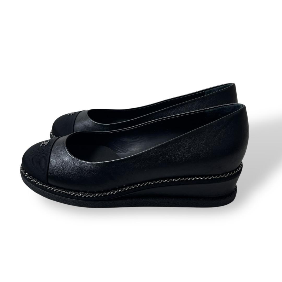 未使用 CHANEL G31293 PUMPS MET LAM GG パンプス