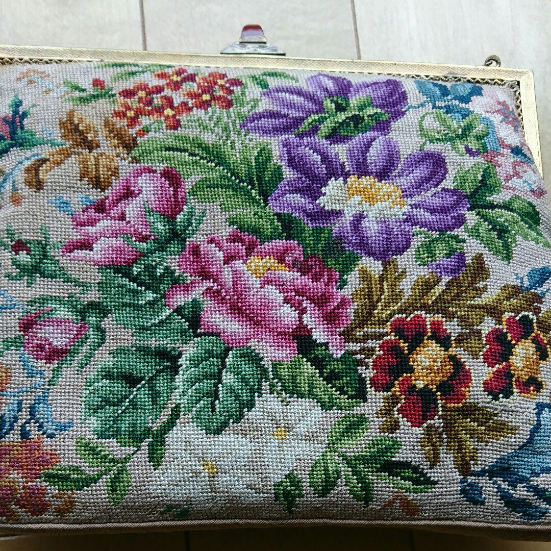 最終価格幸せバッグ、クリーニング済み、クロスステッチ、アンティークバッグ