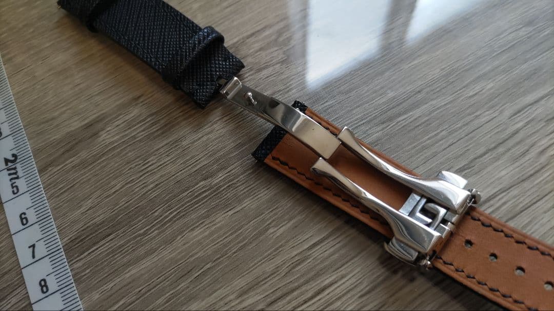 monstraps オーダーメイド サフィアーノ レザー 時計ベルト 黒