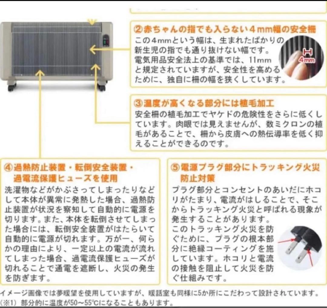 夢暖望1200型 2024年製　遠赤外線パネルヒーター　３年保証、別売りタイマ付
