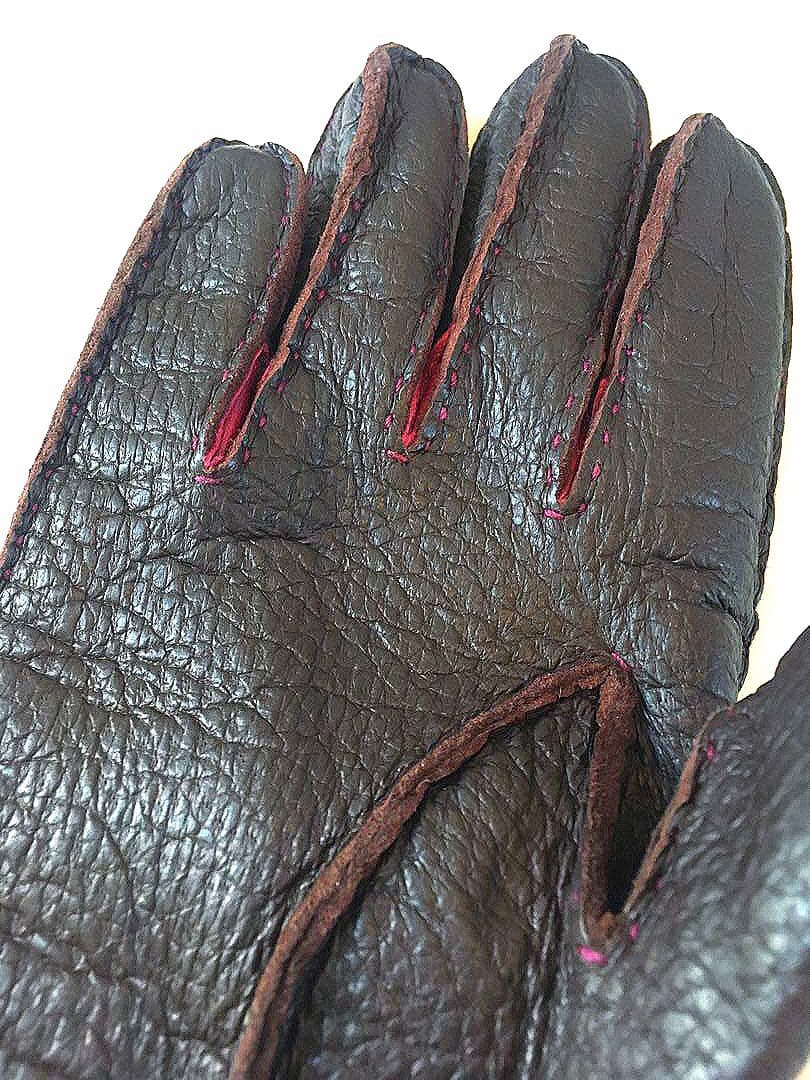 デンツＤＥＮＴＳ定価１２万希少猪豚ペッカリー革レザー＆カシミアニット手袋グローブ