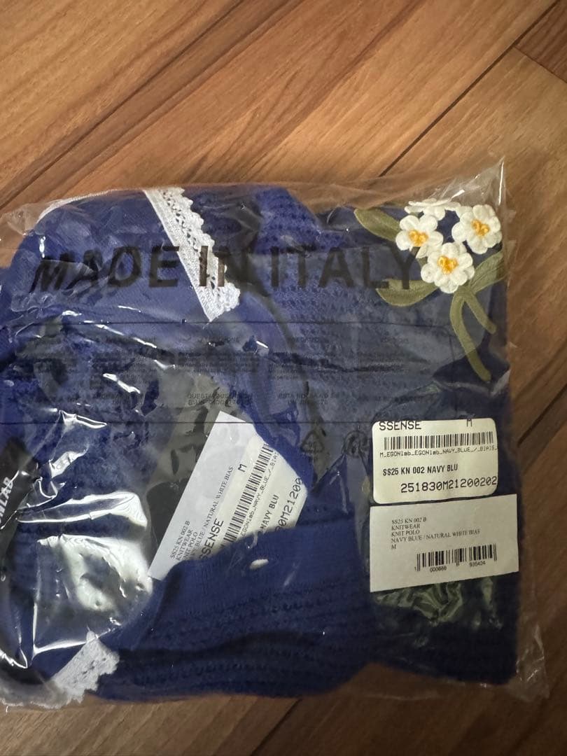トップス EGONLAB KN002B KNIT POLO-SHIRT NAVY BLUE