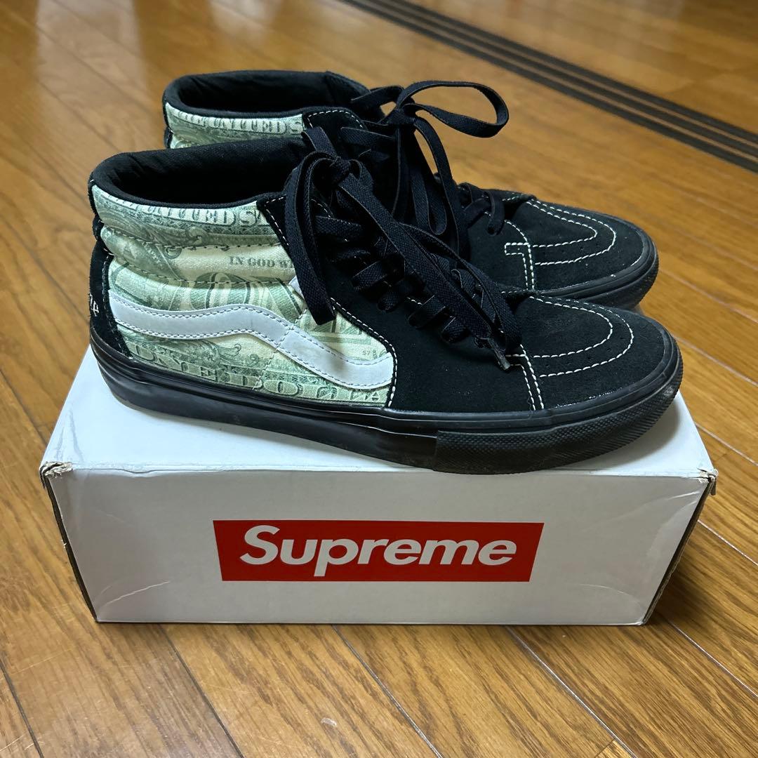 靴 vans supreme dollar skate grosso mid