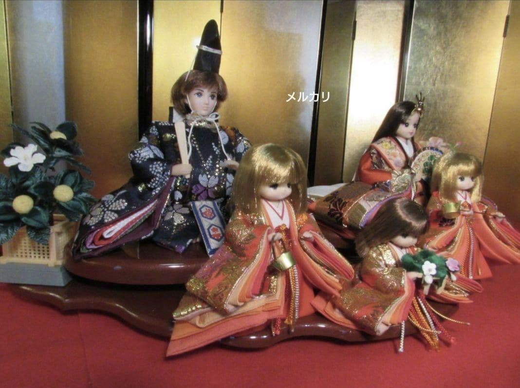 リカちゃん★親王 三人官女☆五人飾り台付 お雛様 雛人形★カスタム