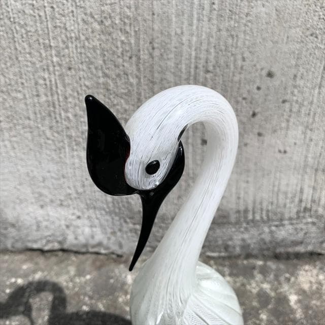 Salviati｜murano/ムラーノ｜ガラスオブジェクト｜白黒｜鳥｜