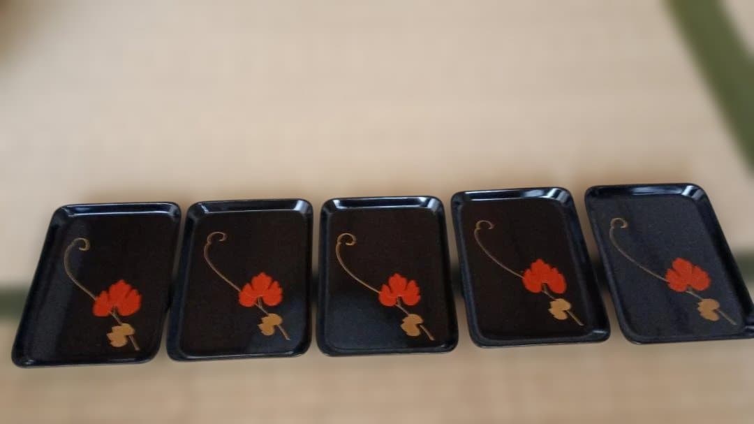 【大正時代以前・白木屋漆器】会津塗 菓子器セット 蔦模様漆器 アンティーク