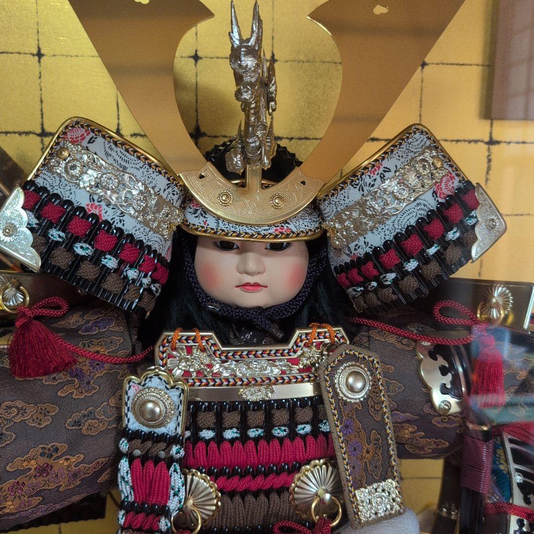 御所人形 武士の鎧 ガラスケース付き